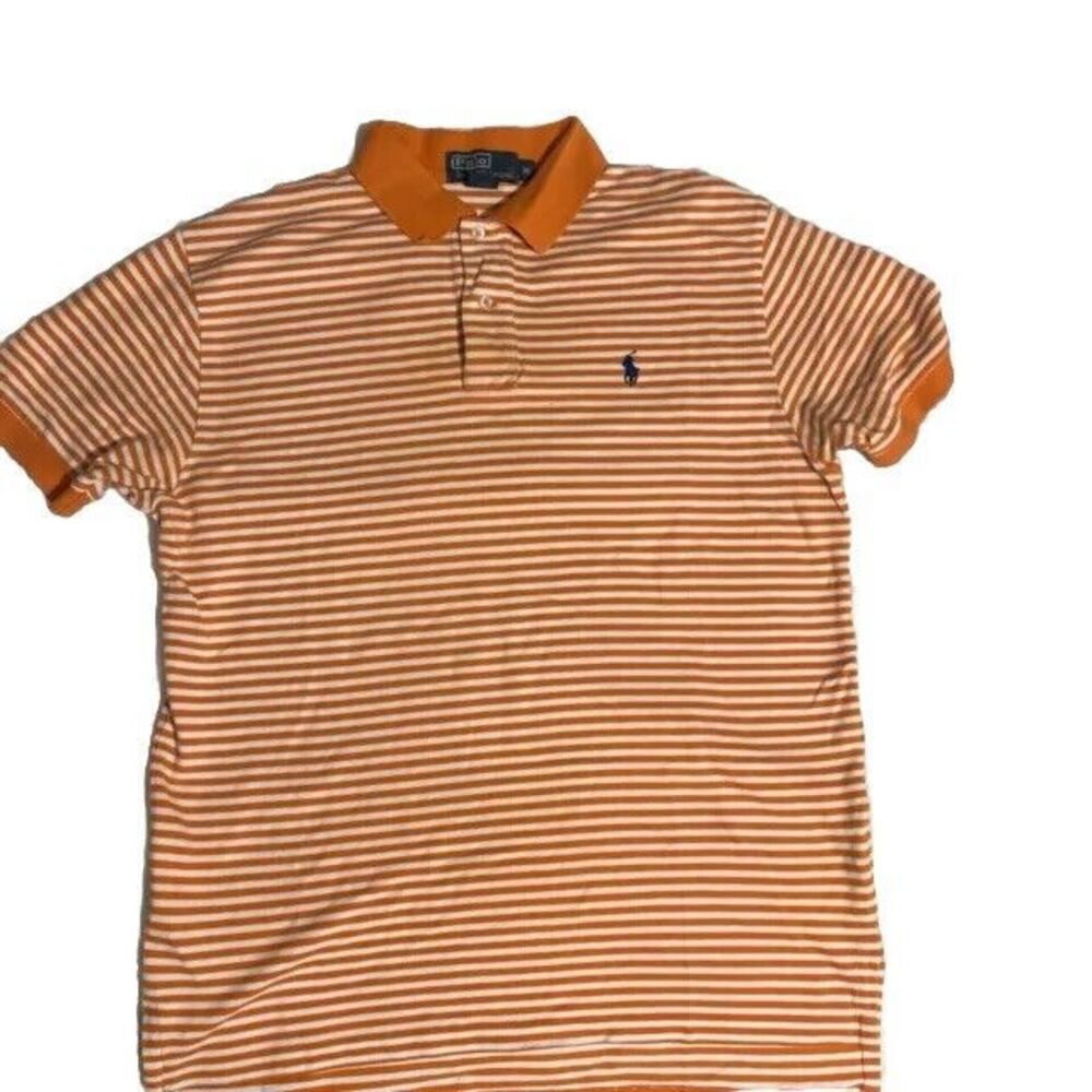 Men’s Polo Ralph Lauren Polo • OrangeWhite Striped Size Med